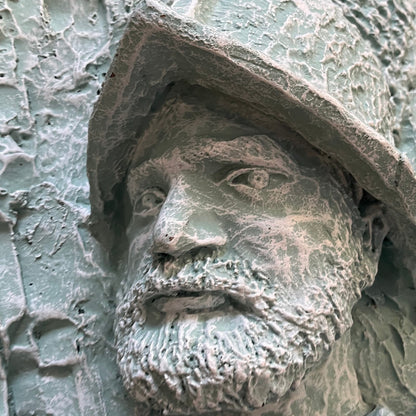 Hand Painted Oversized Spanish Conquistador Wall Art Relief Bust Sculpture