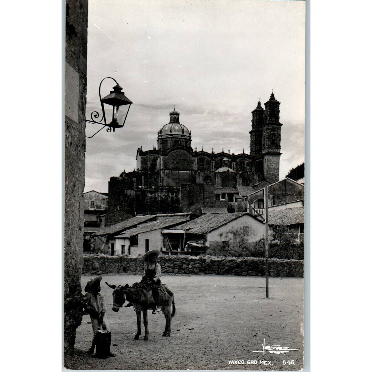 Boy Riding Burro Taxco Gro. Mexico - Original RPPC Postcard TJ7-MP