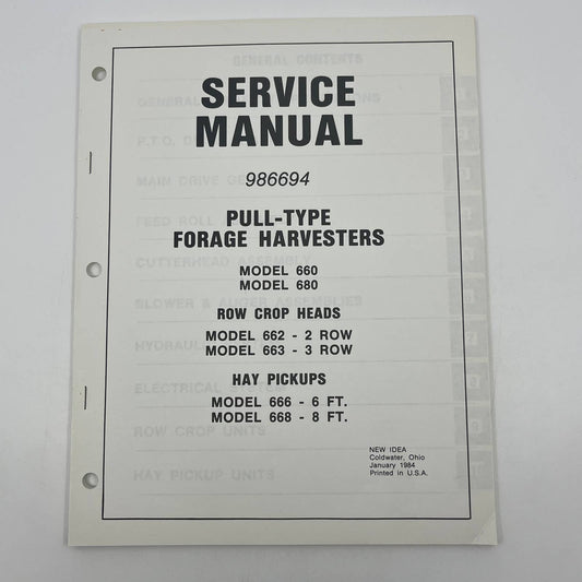 Original 1984 New Idea Pull-Type Forage Harvesters Service Manual TB9