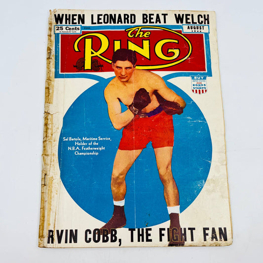 1944 Aug - The Ring Boxing Magazine – Sal Bartola Cover WWII Irvin Cobb TA5