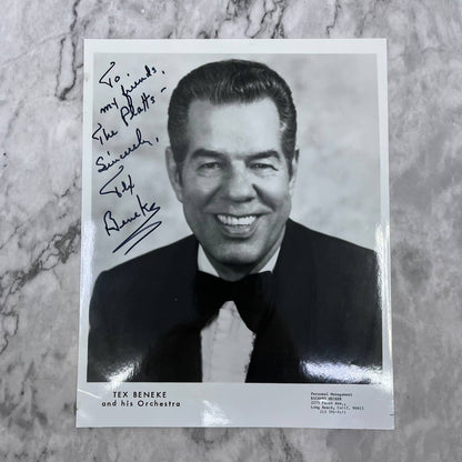 Tex Beneke Autograph Photo 8x10 Musician Film Signed Band Leader FL5