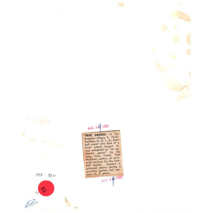 1958 Press Photo Football NCAA UCLA Coach Henry R. (Red) Sanders Dies 8x10" AD3