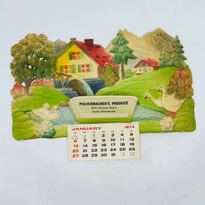 1974 Die Cut Embossed Calendar Pulvermacher Ginseng Buyer Richland Center WI TD3