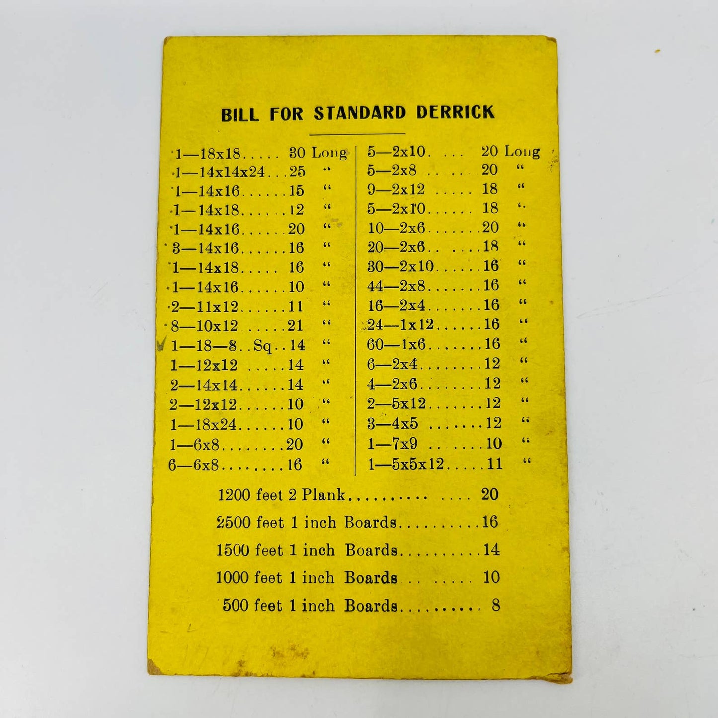 Vtg Dan Burden Contractor Builder Lancaster Ohio Derrick Price List EA3