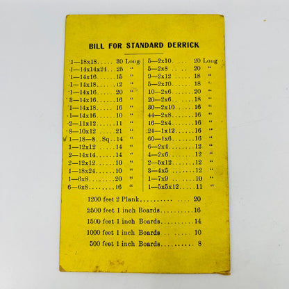 Vtg Dan Burden Contractor Builder Lancaster Ohio Derrick Price List Blotter PV2