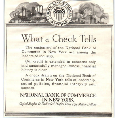 c1920 Harper's Magazine Ad - National Bank of Commerce in New York EA3