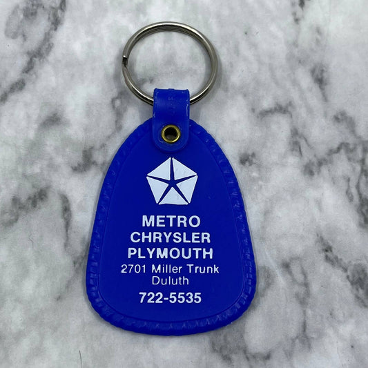 Vintage Duluth MN Advertising Keychain Metro Chrysler Plymouth Dealership SF1