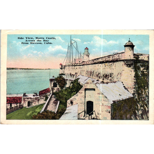 Side View - Morro Castle Across the Bay Havana Cuba Original Postcard P3-1