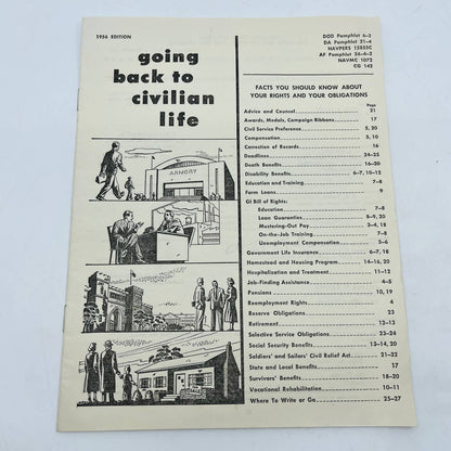1956 US Army Booklet - Going Back to Civilian Life - Rights & Obligations C7