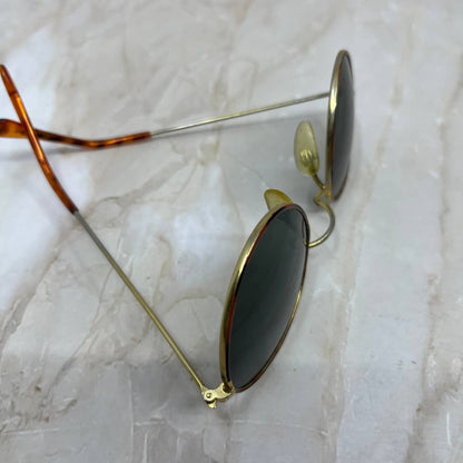 Retro Round Gold Tone Tortoise Shell Sunglasses Eyeglasses Frames TJ1-G3-4