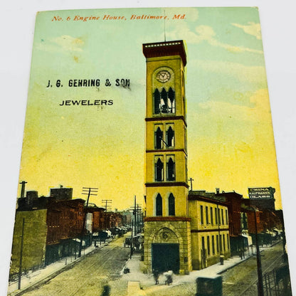 1910s No. 6 Engine House Baltimore MD JG Gehrig & Son Jewelers Trade Card PA8