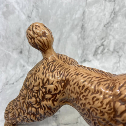 Vintage MCM Porcelain Brown Chocolate Standard Poodle Statue Figurine 13x11 TJ1