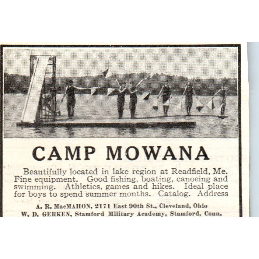c1920 Harper's Magazine Ad - Camp Mowana A.R. MacMahon Readfield ME EA3