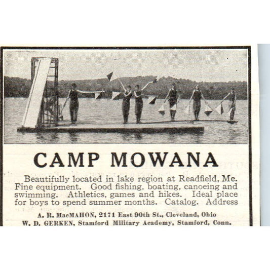c1920 Harper's Magazine Ad - Camp Mowana A.R. MacMahon Readfield ME EA3