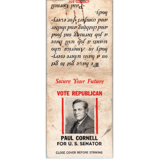 Paul Cornell Connecticut (R) US Senate Nominee Advertising Matchbook SA1-M2