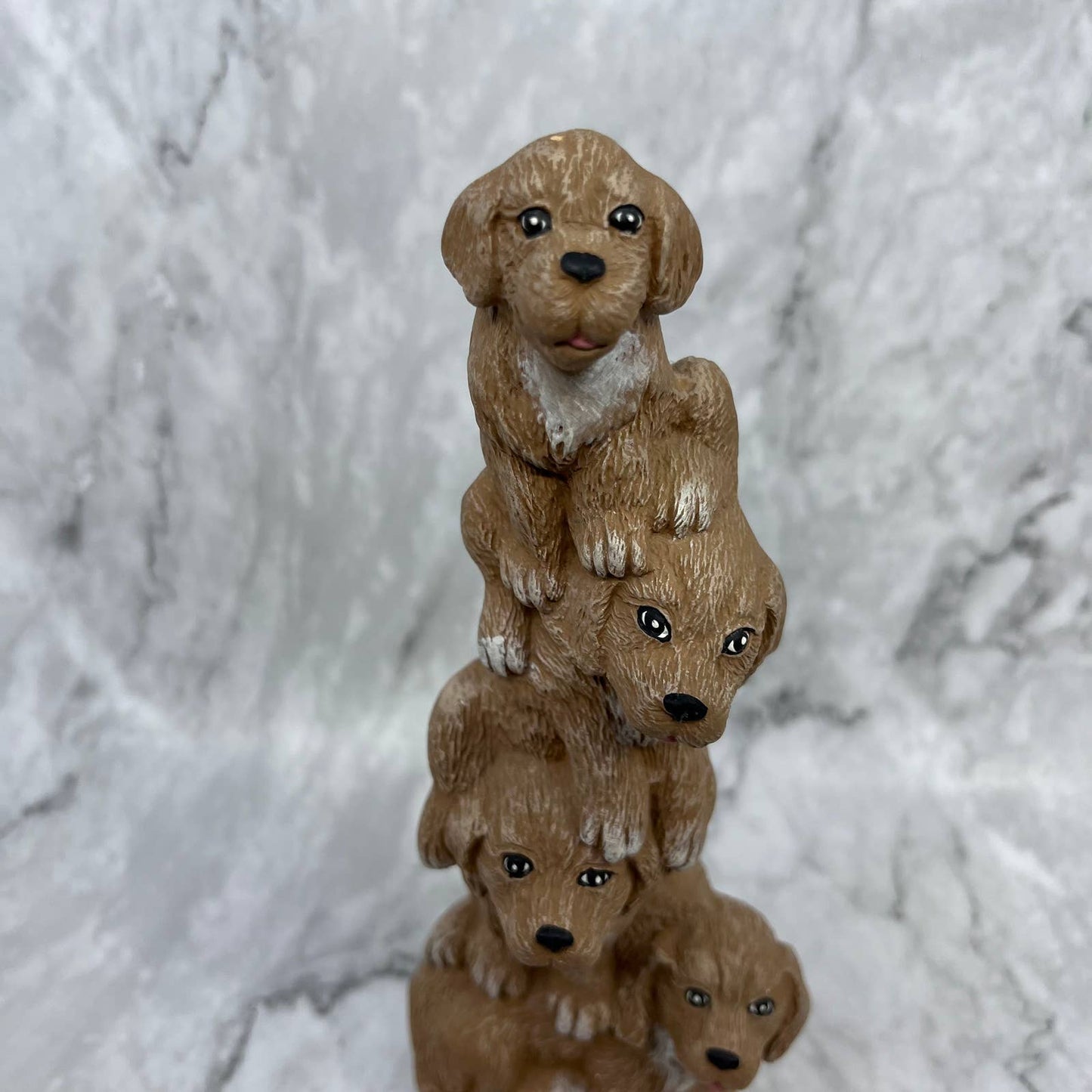 Vintage Ceramic Hand Painted Stack of Dogs Statue 9" TI9