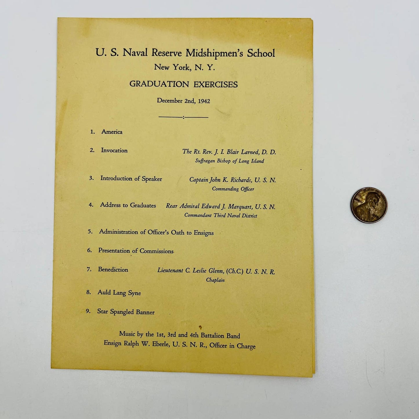 1942 US Naval Reserve Midshipmen’s School Graduation Program New York NY D2