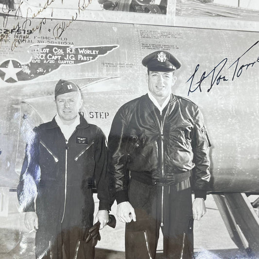 1950s Signed Photo Lt. Don Torres Col. R.F. Worley Pilot Aviation 8x10” AB2