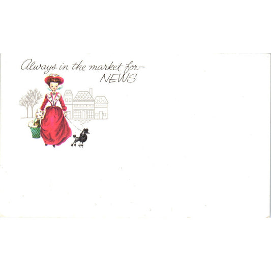 Antique Postcard French Lady With Black Miniature Poodle Dog SE5
