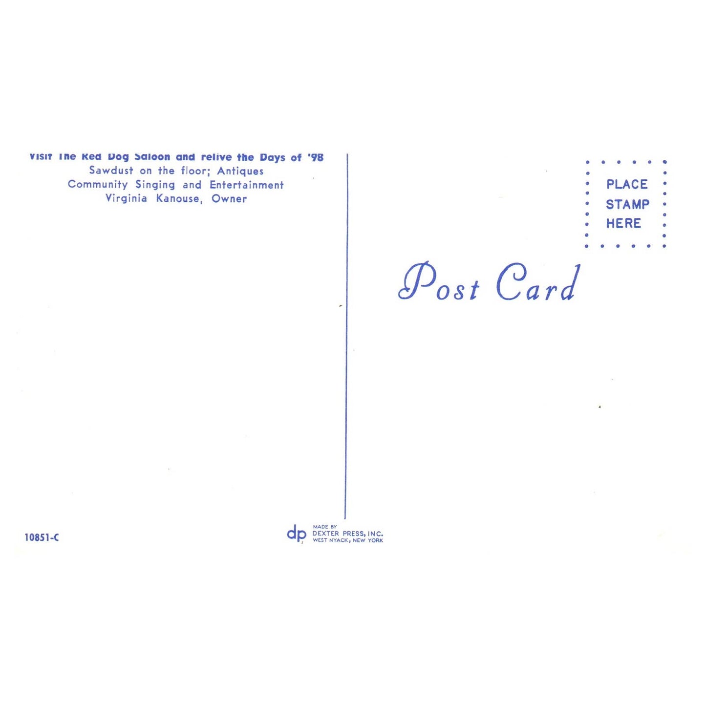 Red Dog Saloon Interior Juneau Alaska Virginia Kanhouse - Postcard TJ8-2