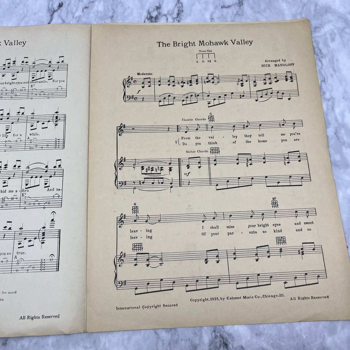 Sheet Music Bright Mohawk Valley Feat. SUNNY BOY MARCUS-Hawaiian Guitar 1935 TJ4