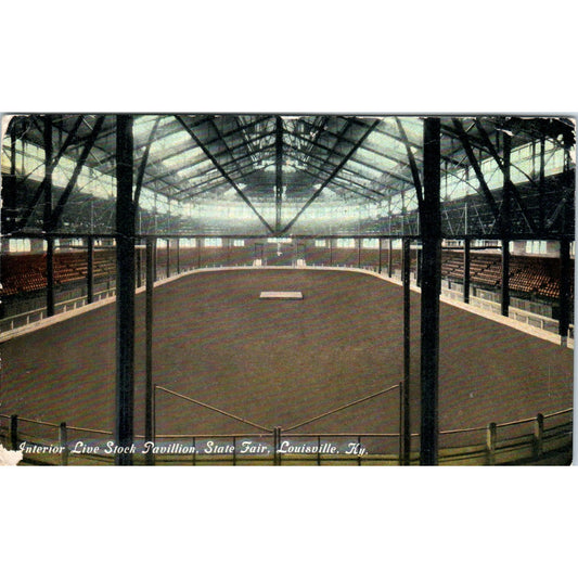 Interior Livestock Pavilion State Fair Louisville KY 1910 Postcard P3-3