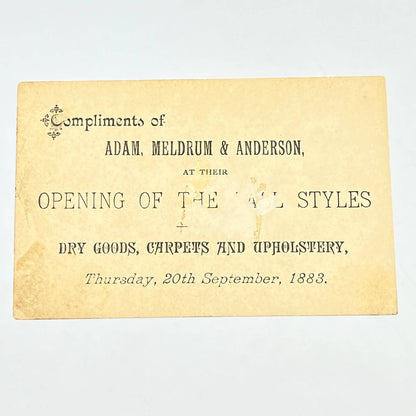 1883 Victorian Trade Card Adams Meldrum & Anderson Dry Goods Girl w/ Peaches AB6