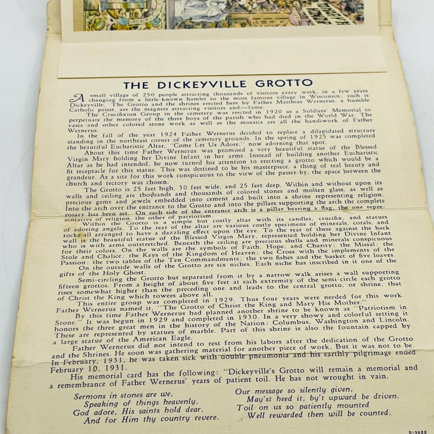 1930s Linen Dickeyville Grotto Dickeyville Wisconsin Fold Out Postcard Book EA2