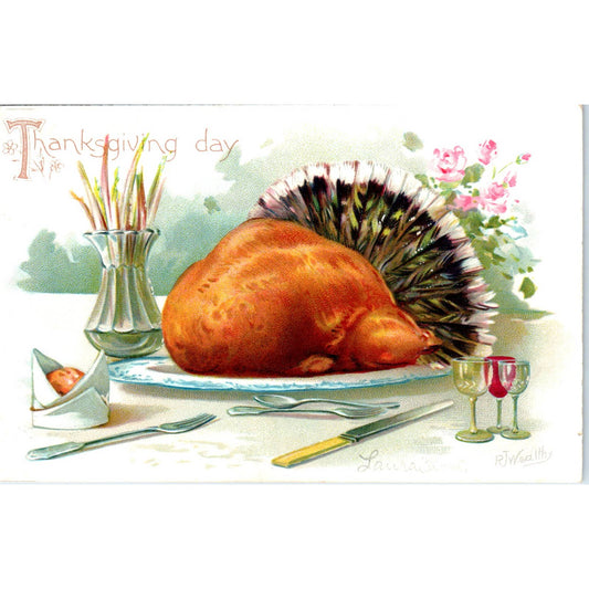 Thanksgiving Turkey R.J. Wealthy Raphael Tuck c1910 Original Postcard TK1-22