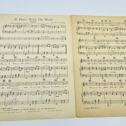 1926 Irving Berlin At Peace With the Wind Sheet Music TD6