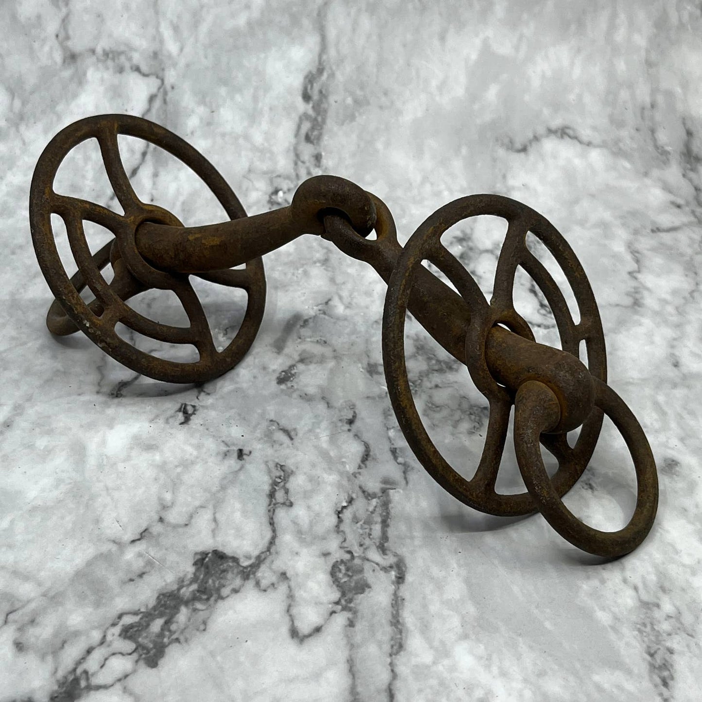 Antique Cast Iron Snaffle Driving Bit Horse Training Cowboy Western TJ8