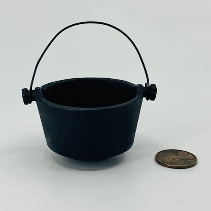 Antique Miniature Hanging Cast Iron Cauldron Pot Kitchen Toy Dollhouse 1.75” SB4