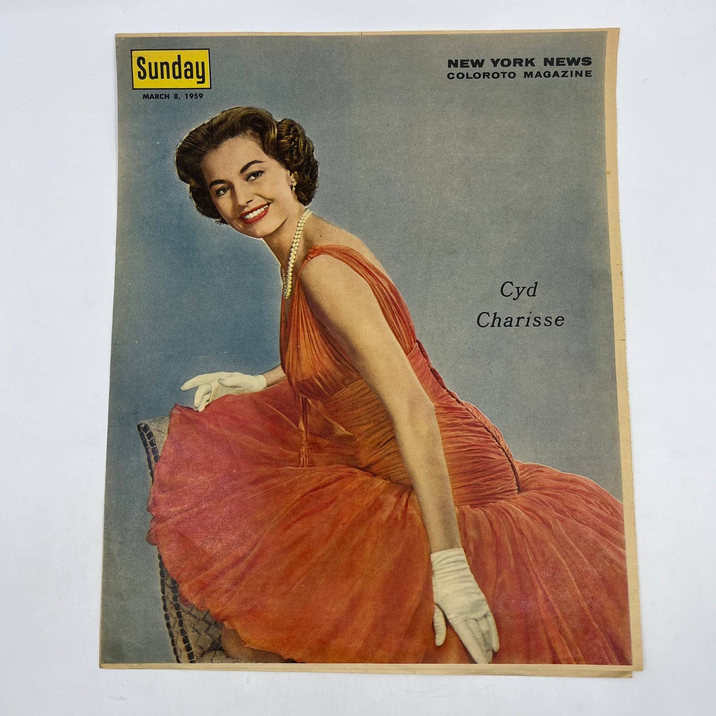 1959 CYD CHARISSE Sunday New York News Coloroto Magazine Cover Only FL4