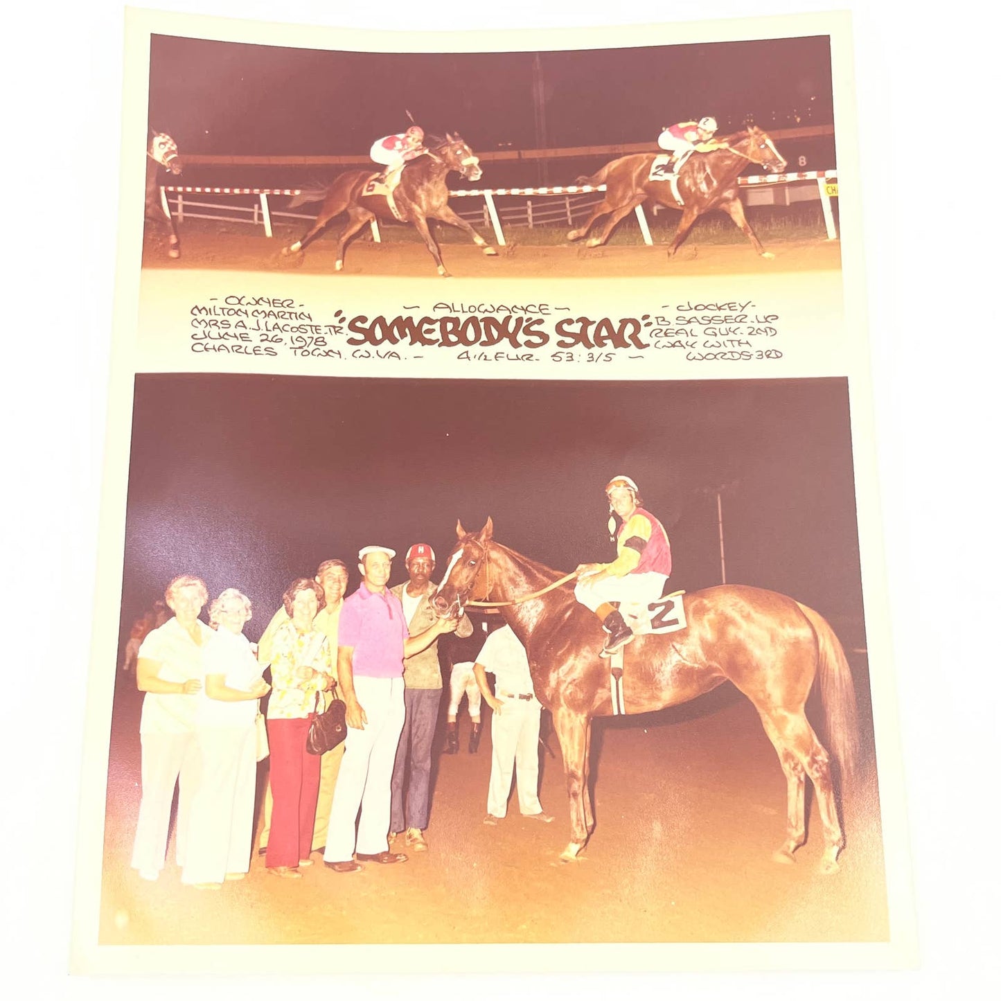 1978 Original Horse Race Winner Photo "Somebody's Star" Charles Town W VA AC5