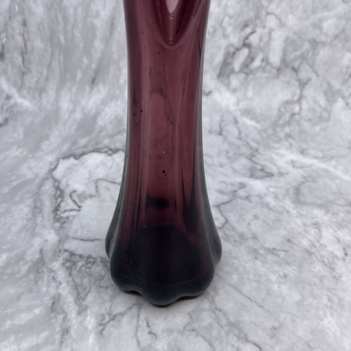 Vintage Mid Century 10.5" Tall Purple Stretch Swung Glass Five Finger Vase TE4