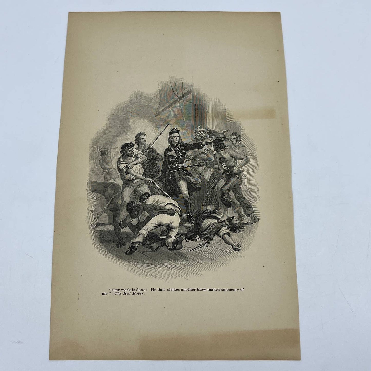 1880s Original Art Engraving - The Red Rover - Our Work is Done AC8