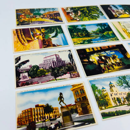 1920’s Souvenir Cards 16 Color views of Los Angeles CA Echo Park CHINA TOWN SC2