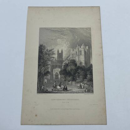 1836 Original Art Engraving Canterbury Cathedral View of the East End AC6
