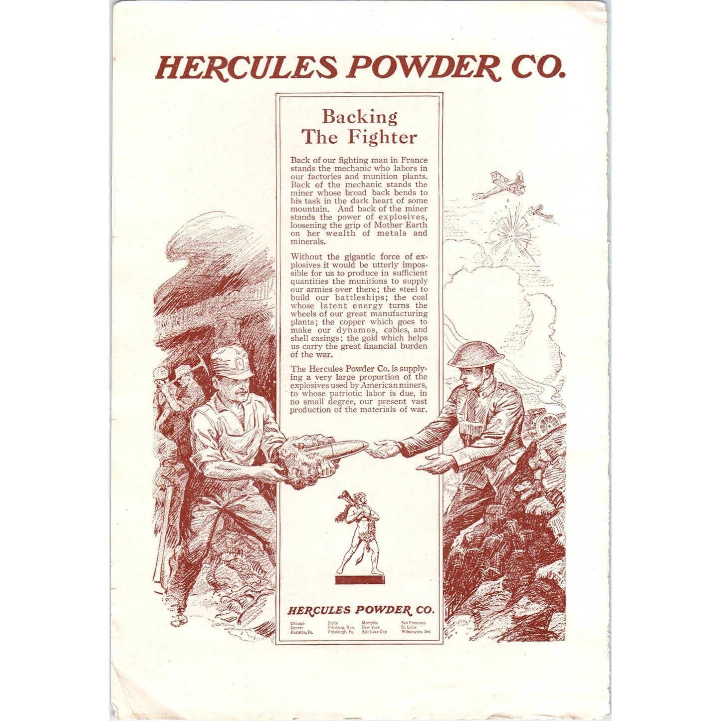 c1920 Harper's Magazine Ad - WWI Soldiers Hercules Powder Co. TF6-1