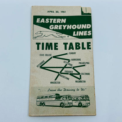 1961 Eastern Greyhound Lines Bus Time Table Baltimore Pittsburgh New York SC2