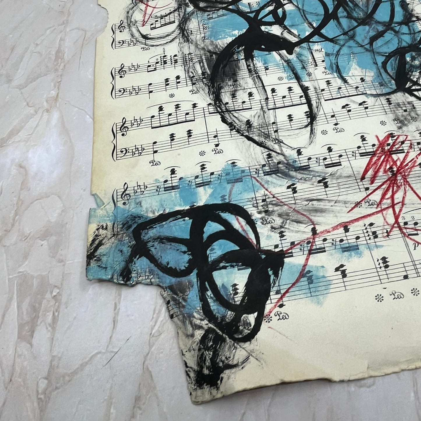 Original Mixed Media Abstract Art Painting 9.5x13” Vivid Notes Signed #11