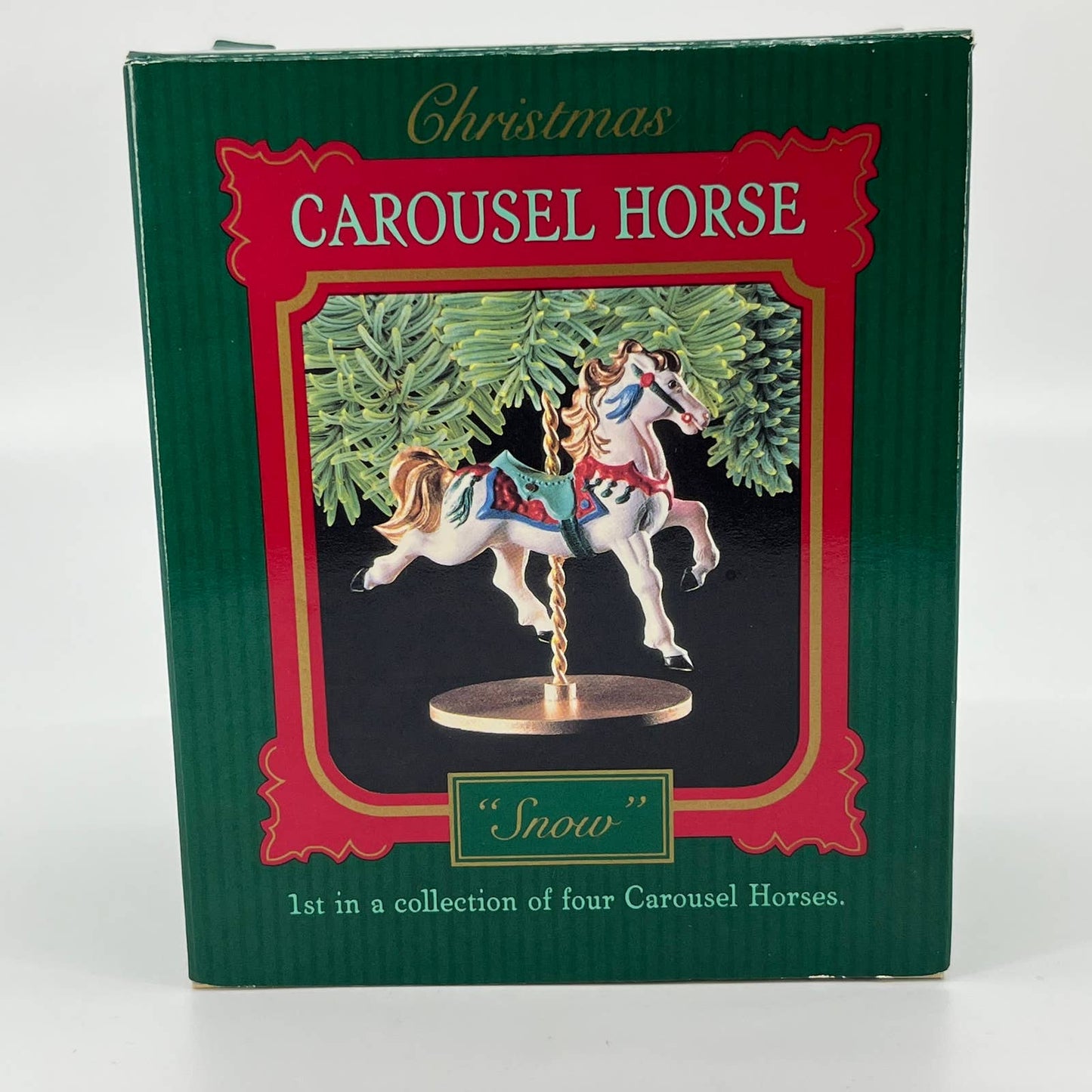 Carousel Horse SNOW #1 Collector's 1989 Hallmark Christmas Ornament IN BOX TB4