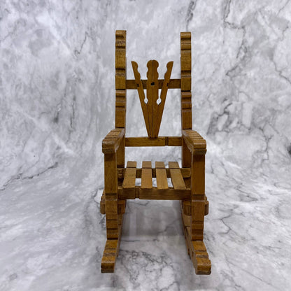 Vintage Handmade Planter Doll Furniture Wood Rocking Chair 6x8” TA9