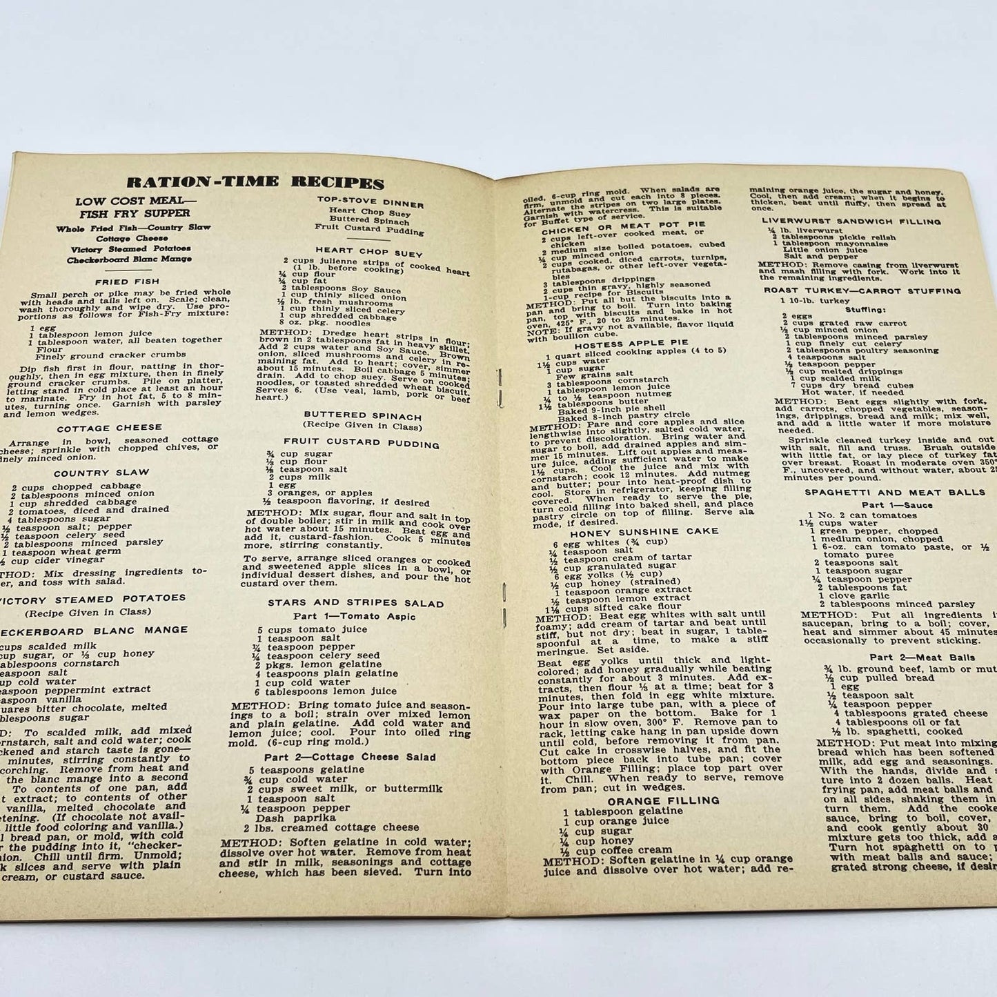 1940s WWII St. Louis Globe-Democrat Wartime Food School Rationtime Recipes TF7