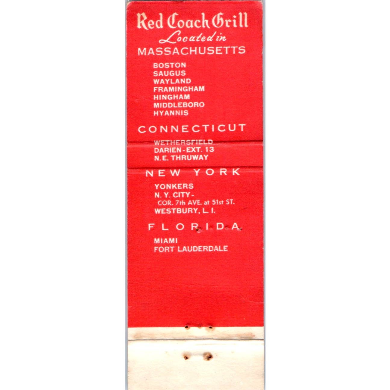 Red Coach Grill MA Advertising Matchbook Cover MM9-8