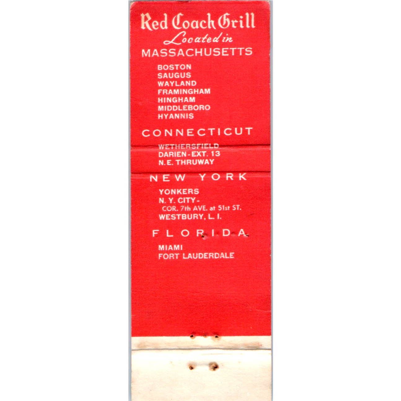 Red Coach Grill MA Advertising Matchbook Cover SA1-M8