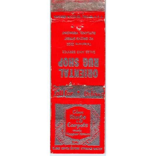 Oriental Rug Shop Rutland VT Advertising Matchbook Cover MM9-9