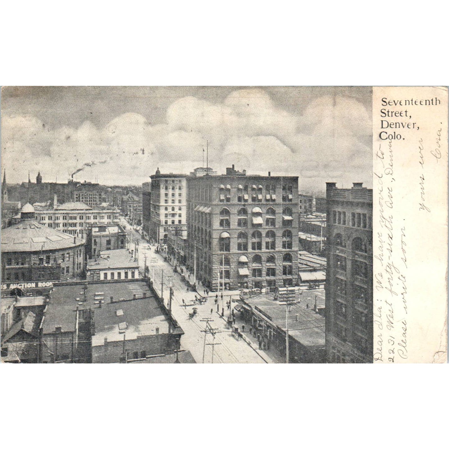 Seventh Street View Denver CO 1907 Original Postcard TK1-28