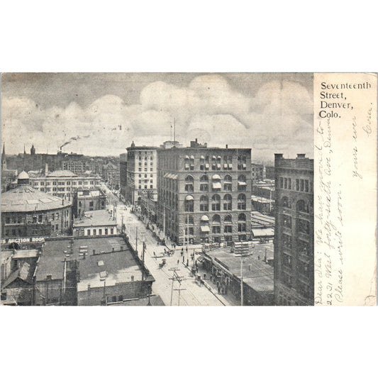 Seventh Street View Denver CO 1907 Original Postcard P2-2