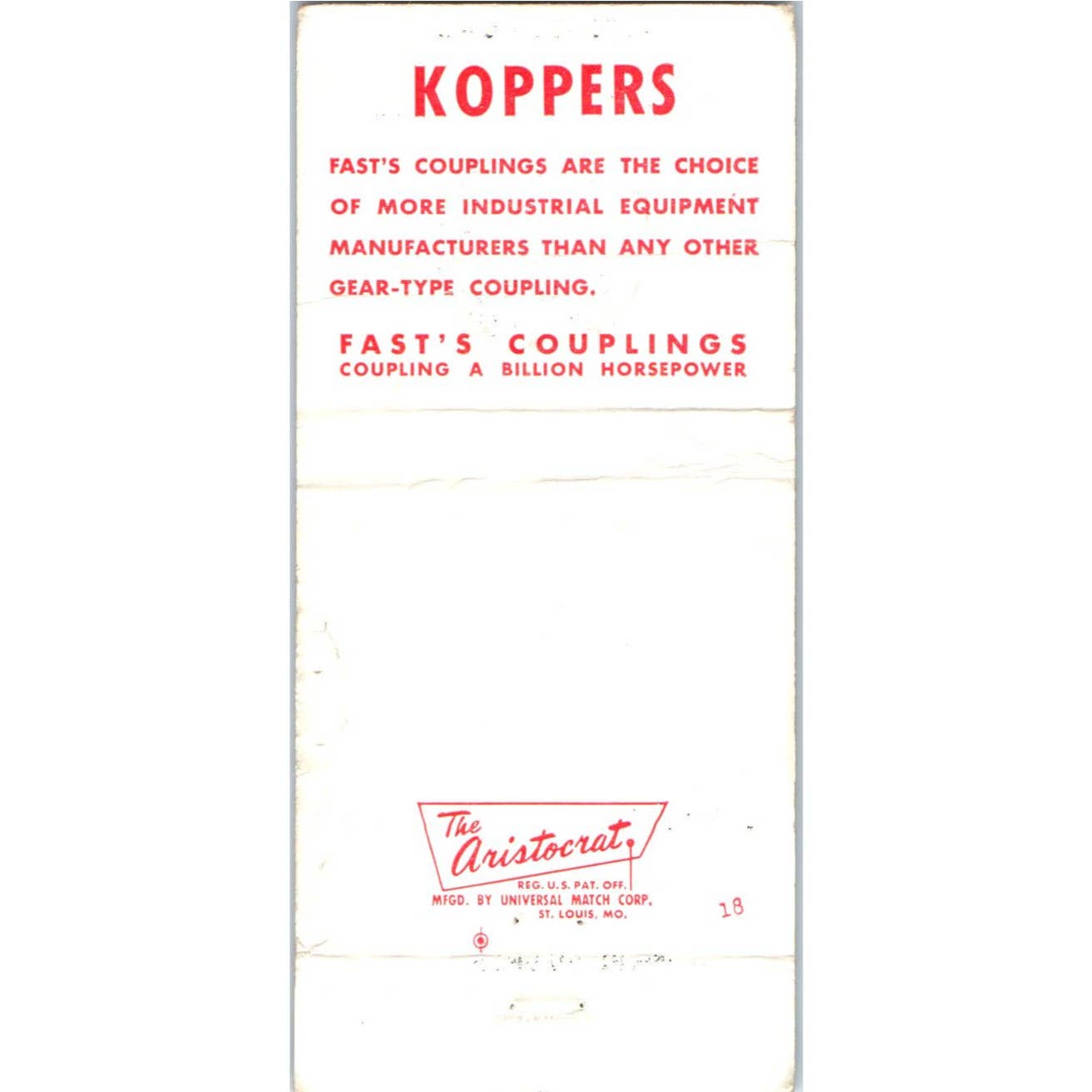 Koppers Fast's Couplings Advertising Matchbook Cover SA1-M7